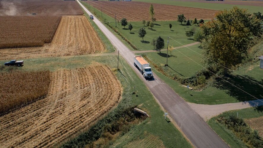 Ohio farmland and road in Southeast Ohio