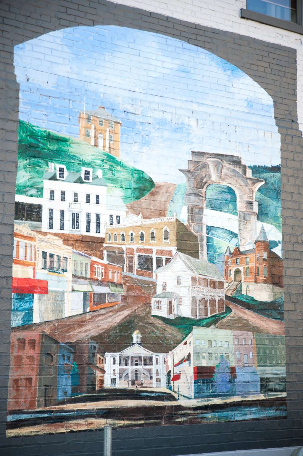 Meigs county wall mural of downtown buildings