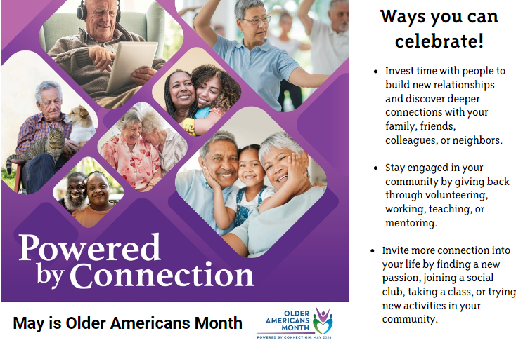 Advertisement listing May as Older Americans Month 