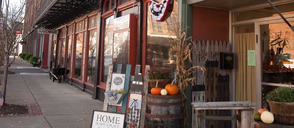 Morgan county downtown small businesses and sidewalk