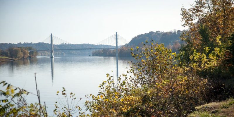Meigs county suspension bridge over water